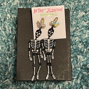 Betsey Johnson Black and White Skeleton Earrings